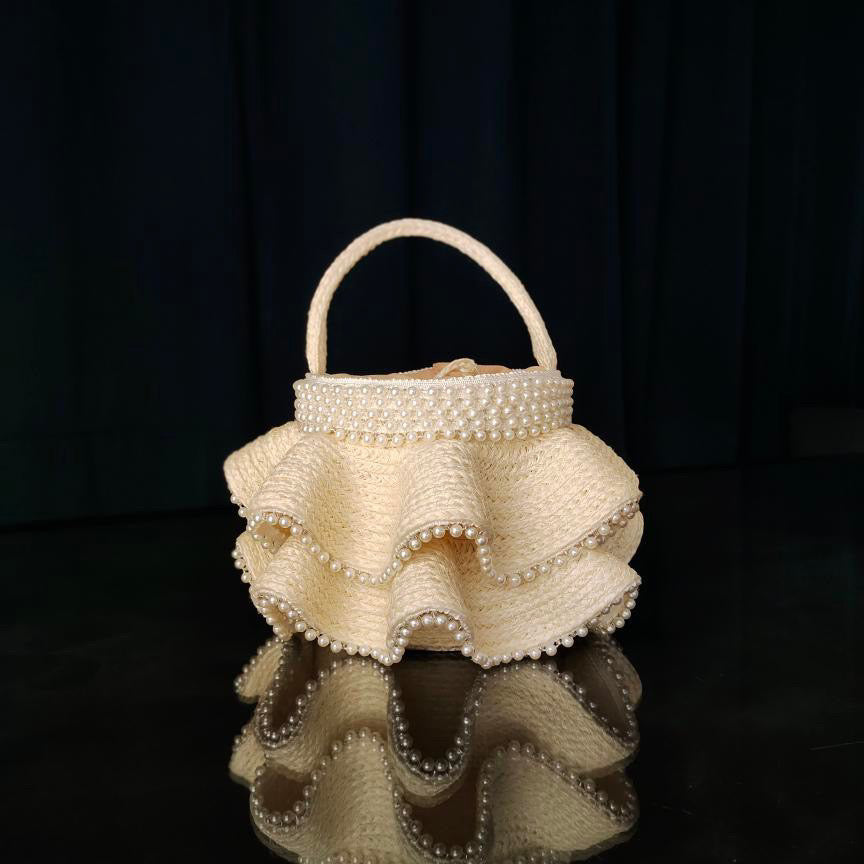 OFF-WHITE BUCKET BAG WITH PEARLS