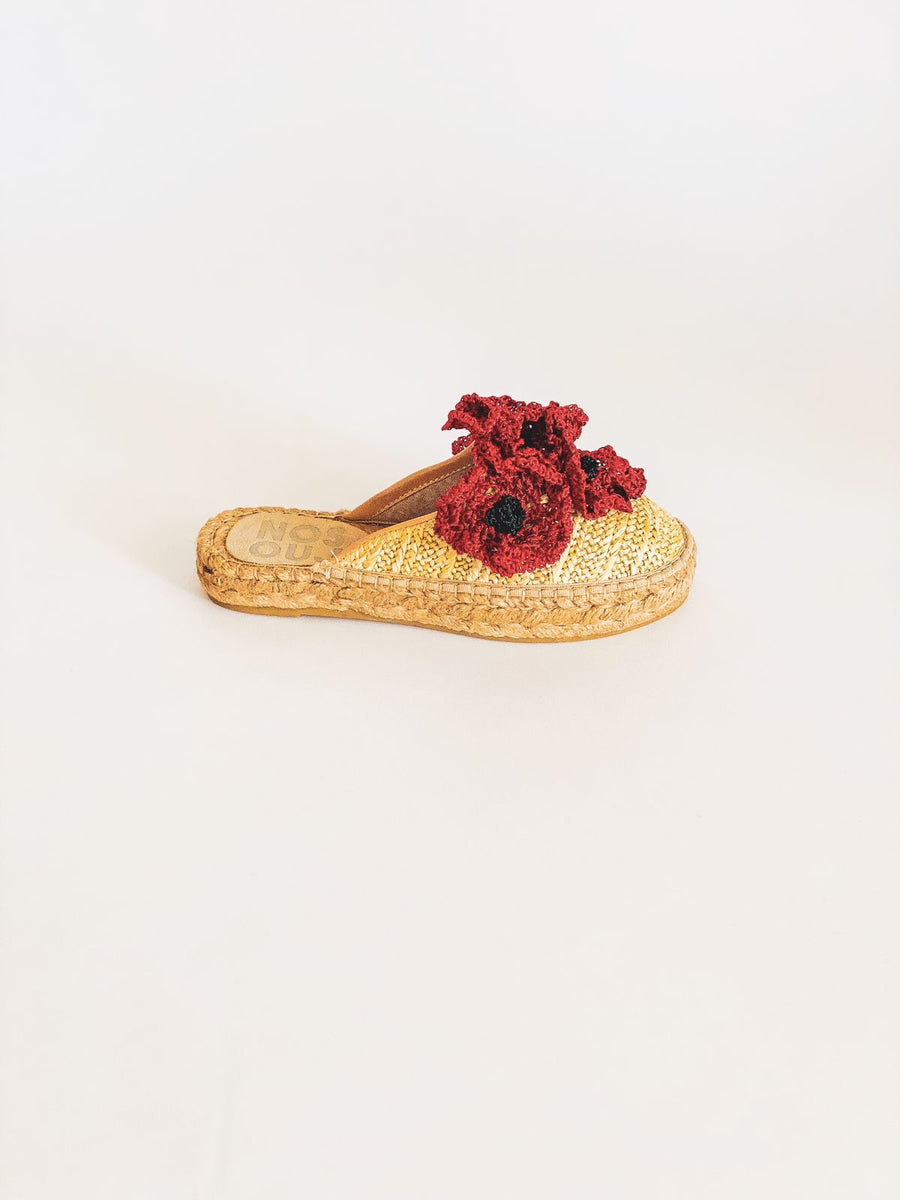 RED FLOWERS ESPADRILLE SLIPPERS