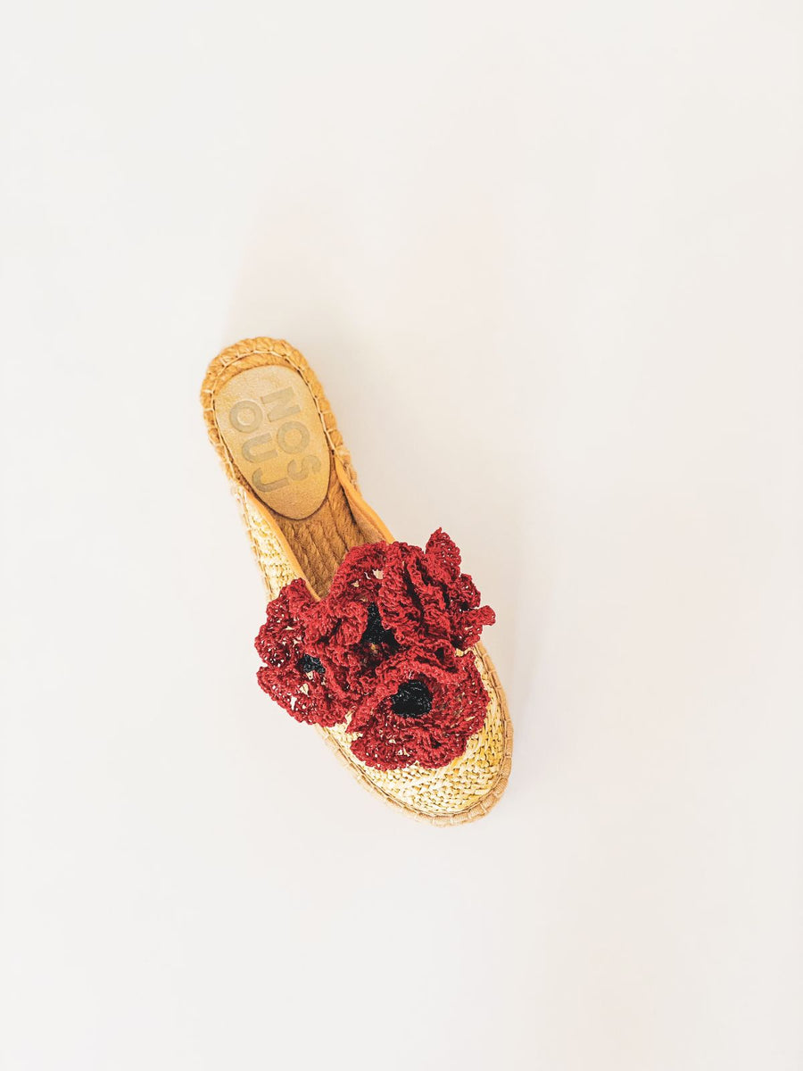 RED FLOWERS ESPADRILLE SLIPPERS